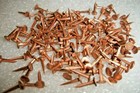 60--vintage 3 8    Long Solid Copper Tacks Sharp Point s 11 64    Wide Head  Nos   3