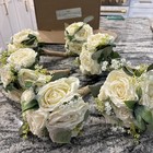 Set Of 6 Wedding Bridesmaid Bouquets - 7 Inch Ivory Artificial Flowers Bouque   