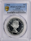  1964 1  Dollar Elizabeth Ii Charlottetown Canada Pcgs Pl 67 Dcam Rare R7 11 1