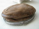 Antique Art Nouveau Floral Silver Metal Leather Suede Coin Purse