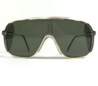 Vintage Bouton Safety Sunglasses Gold Frames With Green Shield Lens Side Shields