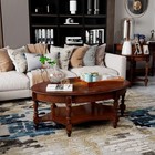 Solid Wood Oval Coffee Table Drawer Shelf Cherry Walnut Traditional Center Table