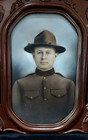 Wwi U s  Soldier Bold Color Tinted Photo Framed Convex Glass