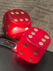 Rare Old Marbled Red Backgammon Bakelite Jumbo Rounded Dice Pair 061725ah 
