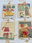 Vtg 1994 Complete Set Of 12 Coca Cola Santa Stamp Ornaments 22k Gold Plated Rare