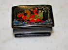 Vintage Signed Russian Lacquer Miniature Rectangular Box Sleigh
