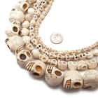 White Howlite Turquoise Skull Beads 6x8mm 8x10mm 10x12mm 18x23mm 15 5  Strand