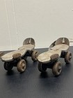 Vintage Kingston Metal Adjustable Size Roller Skates Usa 1940 50 s Leather Strap