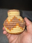 Vintage Hand Woven Coil Basket Vase Handmade 3-1 8  High