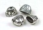 4 Large Antique Silver Pewter Caps Focal Beads Bohemian Tassel Component