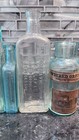 Lot Of 7 Antique Vintage Apothecary Medicine Cure Bottles Green Clear Pharmacy