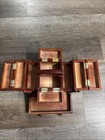 Vintage Singer Sewing Box Accordion Fold Out Wooden Sewing Carry Caddy Organizer