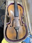Antique Violin With Wood Case - Parts Or Restoration 