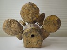 Mexican Folk Art Floral Clay Calavera Skull Sculpture Flowers Dia De Los Muertos