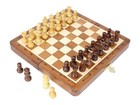 House Of Chess - 8 Inch Wooden Magnetic Folding Travel Chess Set - Board With   