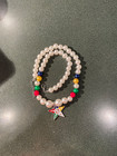 Order Of The Eastern Star Oes Masonic Pearl Necklace-silver Like Finish New