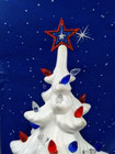 50 Red White Blue Lights Bulbs W 3d Star Topper For Ceramic Christmas Tree  new 
