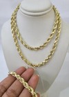 7mm Real 10k Yellow Gold Diamond Cut Rope Chain Necklace 20   30    Diamond Cut Men