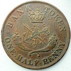 1857 Bank Of Upper Canada Half Penny Bank Token Nice Details Early Canadian Coin