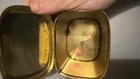 Vintage Small Gold Floral Hinged Lid Rectangular Tin Storage Box