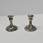 Vintage Silver Plated Candlestick Holders Pair Repousse Scroll Marked Japan