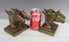 Pair Frankart  1930s Horse Head Art Deco Bookends Vintage Brass Bronze