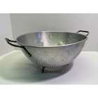 Vintage Aluminum Colander 7 Circles Pattern Footed Handles Strainer 11 X 5 25