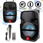 Portable Bluetooth Speaker With Microphone 8  Subwoofer Wireless Heavy Bass
