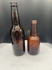 Lot Of 2 Antique Amber Glass Bottles Export Beer Soda   Stubby Ale C 1880-1915 