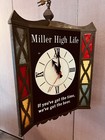 Miller Time High Life Beer Light Clock Stained Glass Needs Lightbulb Broken Trim