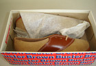 Vintage Buster Brown  pom Pom  Saddle Back Suede Leather Shoes New In Box  9 1 2