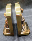 Vintage Set Brass Book Bench Reader Heavy Book Ends Vgc Library Person