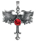Winged Gothic Cross Pendant Necklace
