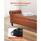 Button-tufted Storage Ottoman Bench  Rolled Arm Pu Leather Bench With Solid Wood
