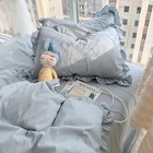 Baby Blue Cotton Ruffle Duvet Cover And Pillow Cover  Queen Full Bedding Set