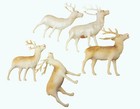 5 Vintage Celluloid Reindeer Figurines Made In Occupied Japan Red Eyes