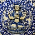 41 2   Qing Qianlong Marked Blue White Porcelain 4 Arm Kwan-yin Plate Tray