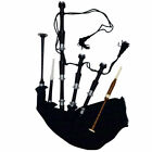 New Highland Scottish Bagpipe Full Silver Mounts Black Cover With Free Bag
