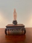 Antique Chinese Carved Pink Rose Quartz Guan Yin Buddha Statue                                   