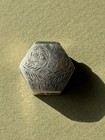 Vtg Sterling Silver Hexagonal Pill Box Hand Engraved Floral Trinket Case 925