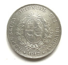 1917 Uruguay Large Silver Un Peso  900 Coin Great Condition