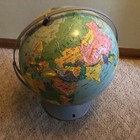 16  Nystrom Political Globe Raised Terrain Rotates Large Vintage Rough  read
