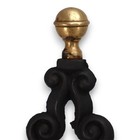Cast Iron 13  Christmas Tree Andirons Brass Finials Fireplace Antique 1840 s