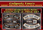 Custom Embroidered 4 Piece 13  Mc Rocker Patch Set Motorcycle Biker Club Usa