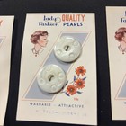 12 Vintage Lady Fashion Quality Pearls White Swirl Shank Button Cards Nos 10  