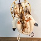 Vintage Native American Mandala Dream Catcher Fur Wool Feathers Beaded