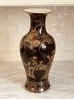 Chinese 19th Century Mirror Black Porcelain Vase Antique Gilt Figural Decor 18   