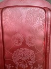 Antique Victorian Cranberry Glass Pendant Lamp Shade Floral Etched 4 25    Fitter