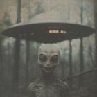 Alien Ufo Forest Wall Art  Retro Sci-fi Horror Cryptid Poster  Nature Trees Uap