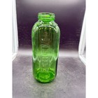 Vintage Green Glass Refrigerator Bottle 32oz Water Juice Embossed Carafe